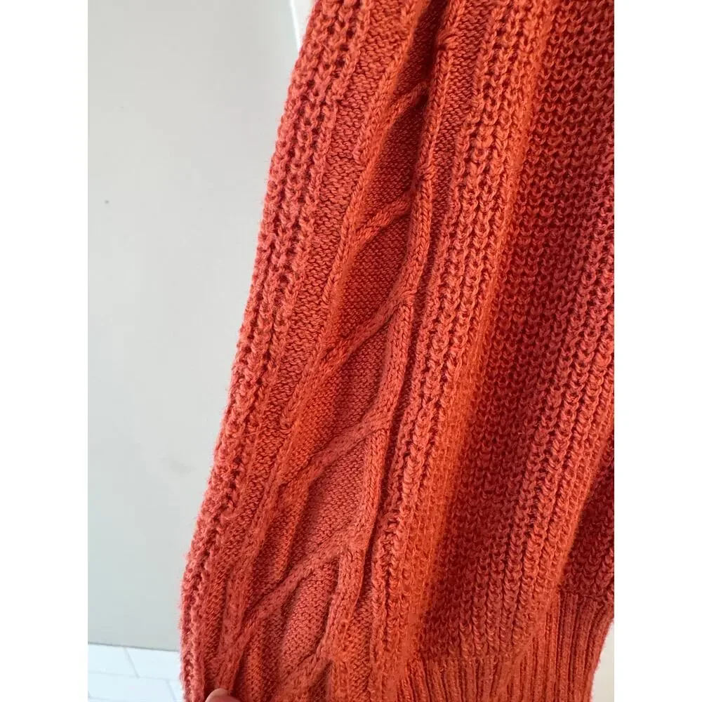 LC Lauren Conrad XL Rust Cable Knit Oversized Sweater Cotton Blend